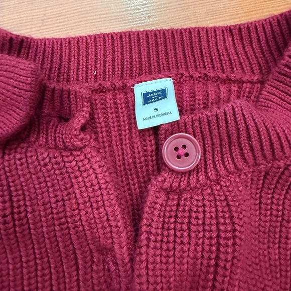 Janie & Jack Girls Burgundy Knit Cardigan Sweater Size 5 - Picture 3 of 4